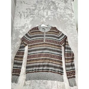 Schott Bros Mens 2XL Fair‎ Isle Nordic Style 1/4 Zip Wool Blend Sweater